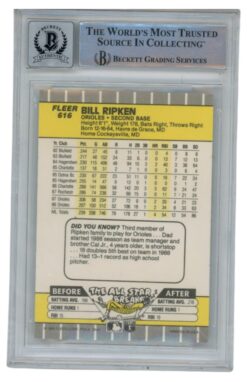 Billy Ripken Autographed 1989 Fleer #616 Error Card 10 Grade Beckett 52559