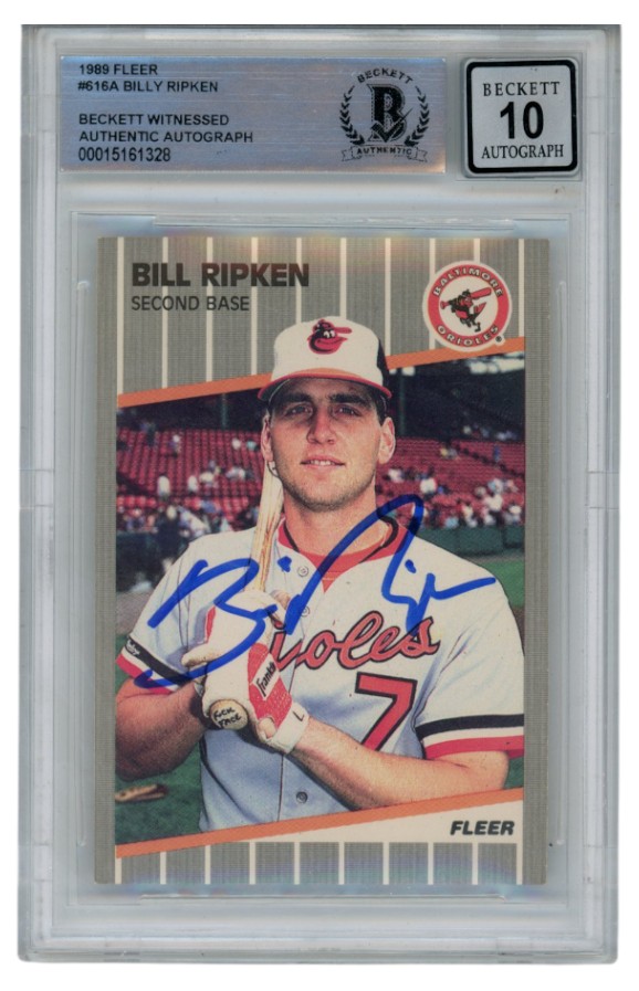 Billy Ripken Autographed 1989 Fleer #616 Error Card 10 Grade Beckett 52562 1 Billy Ripken Autographed 1989 Fleer #616 Error Card 10 Grade Beckett 52562