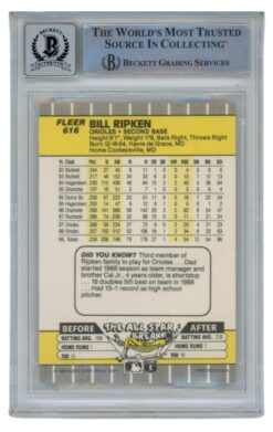 Bill Ripken Autographed 1989 Fleer 616 Black Box Trading Card Slab Beckett 52683