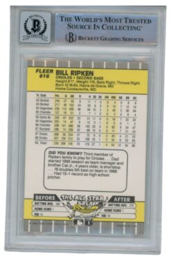 Bill Ripken Autographed 1989 Fleer 616 Black Box Trading Card Slab Beckett 52685