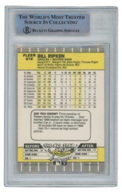 Billy Ripken Autographed 1989 Fleer #616 Error Trading Card Slab Beckett 52687