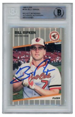Billy Ripken Autographed 1989 Fleer #616 Error Trading Card Slab Beckett 52689
