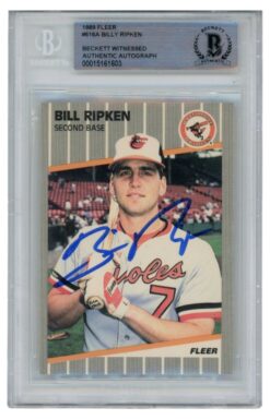 Billy Ripken Autographed 1989 Fleer #616 Error Trading Card Slab Beckett 52693