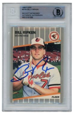 Billy Ripken Autographed 1989 Fleer #616 Error Trading Card Slab Beckett 52695