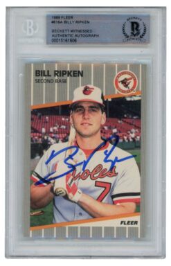 Billy Ripken Autographed 1989 Fleer #616 Error Trading Card Slab Beckett 52697