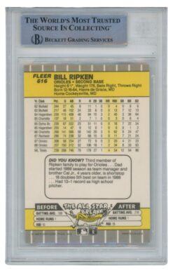 Billy Ripken Autographed 1989 Fleer #616 Error Trading Card Slab Beckett 52697