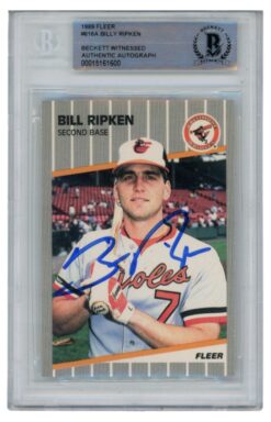 Billy Ripken Autographed 1989 Fleer #616 Error Trading Card Slab Beckett 52699
