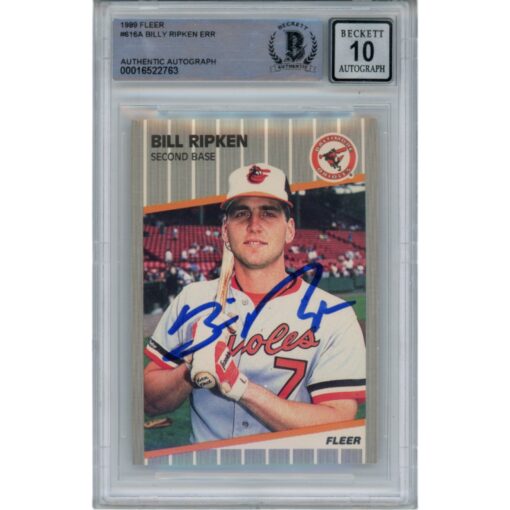 Billy Ripken Autographed 1989 Fleer 616 Trading Card 10 Grade Beckett 49327