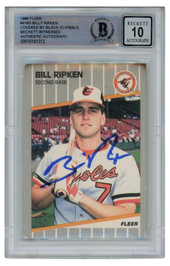 Billy Ripken Autographed/Signed 1989 Fleer 616 Scribble Card Slab Beckett 52660 1 Billy Ripken Autographed/Signed 1989 Fleer 616 Scribble Card Slab Beckett 52660
