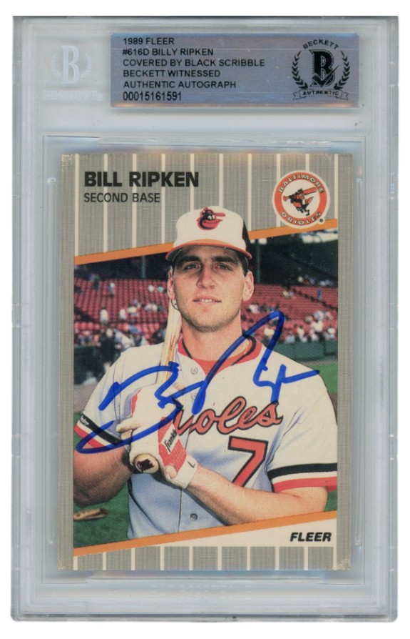 Billy Ripken Autographed/Signed 1989 Fleer 616 Scribble Card Slab Beckett 52668