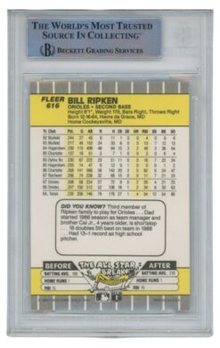 Billy Ripken Autographed 1989 Fleer 616 Scribble Card Slab Beckett 52676