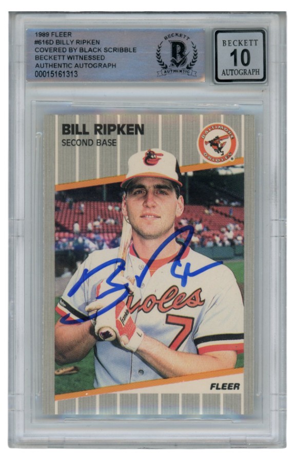 Bill Ripken Autographed/Signed 1989 Fleer 616 Scribble Card Slab Beckett 52680