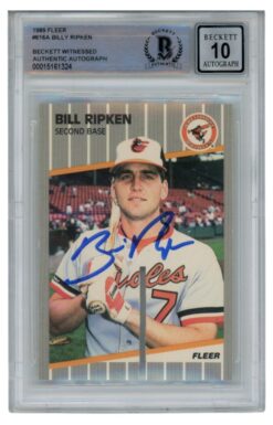 Billy Ripken Autographed 1989 Fleer 616 Scribble Card Sawcut Slab Beckett 52671