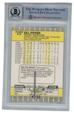 Billy Ripken Autographed 1989 Fleer 616 Scribble Card Sawcut Slab Beckett 52671