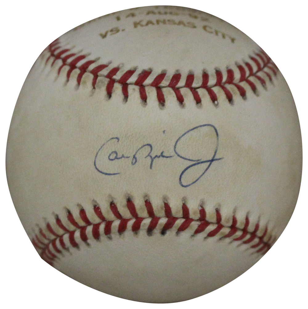 Cal Ripken Jr. Autographed Orioles American League Baseball Engraved BAS 32160