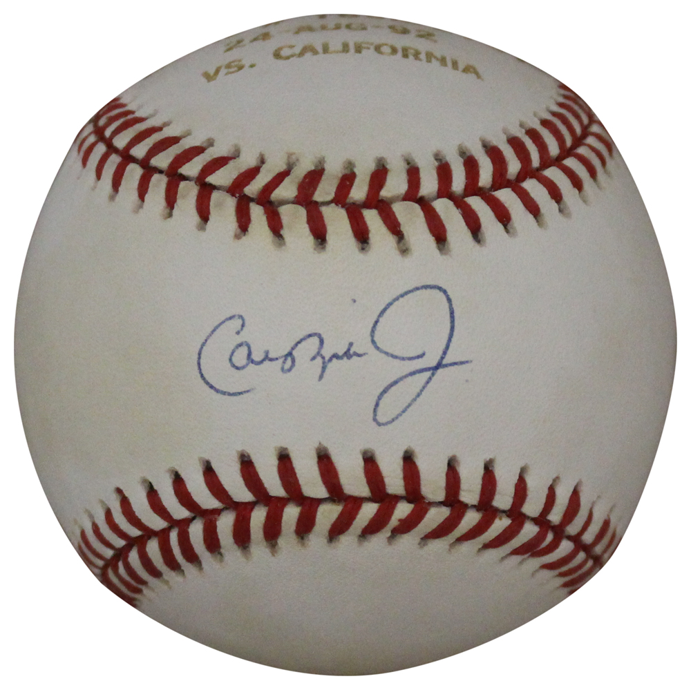 Cal Ripken Jr. Autographed Orioles American League Baseball Engraved BAS 32161