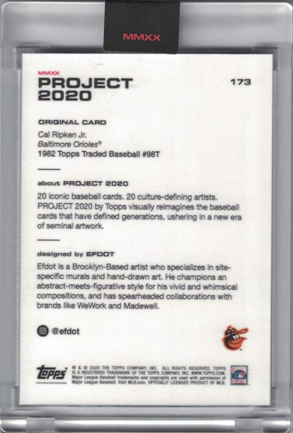 Cal Ripken Jr Baltimore Orioles 2020 Topps Project #173 Artist Trading Card 27777