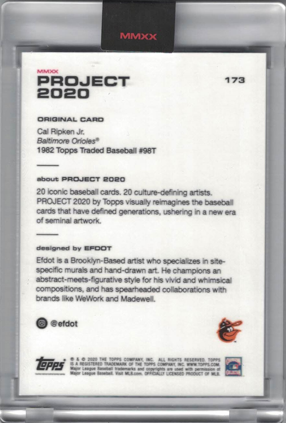 Cal Ripken Jr Baltimore Orioles 2020 Topps Project #173 Artist Trading Card 27777
