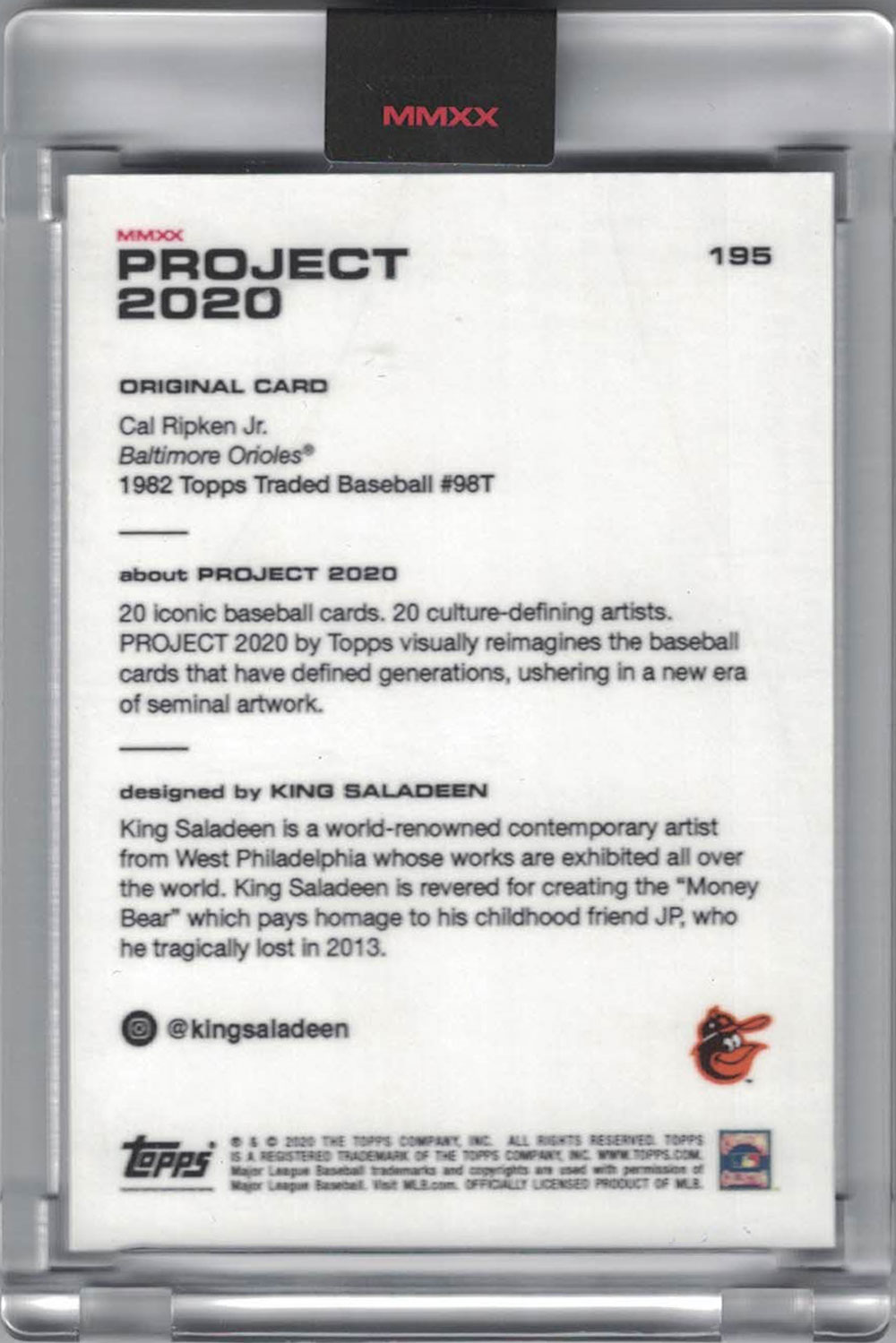 Cal Ripken Jr Baltimore Orioles 2020 Topps Project #195 Artist Trading Card 28138