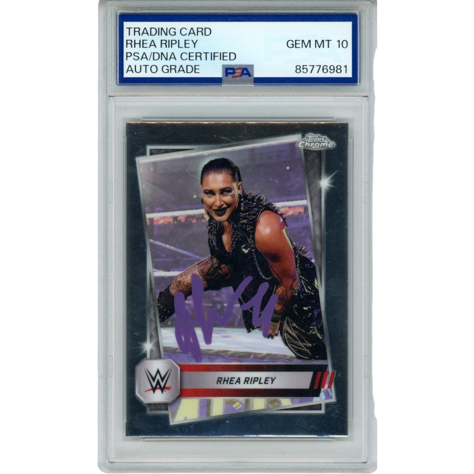 Rhea Ripley Autographed WWE Trading Card Topps Chrome GEM MT 10 Auto PSA 58514