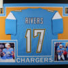 Phillip Rivers Autographed Los Angeles Chargers Framed Blue XL Jersey BAS 25344