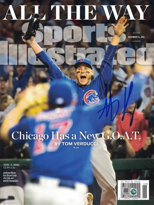 Anthony Rizzo Autographed Chicago Cubs Sports Illustrated 11/14/16 MLB 24421