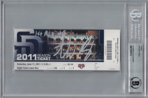 Anthony Rizzo Autographed San Diego Padres Ticket 1st MLB HR BAS Slab 25278