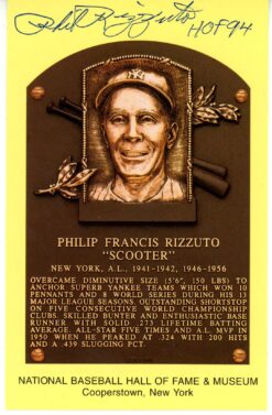 Phil Rizzuto Autographed/Signed New York Yankees HOF Postcard HOF Beckett 56520