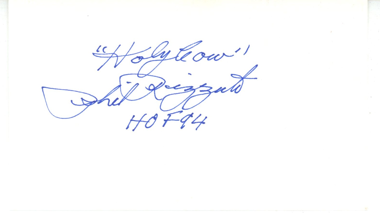 Phil Rizzuto Signed New York Yankees Index Card Holy Cow & HOF 94 Beckett 56534