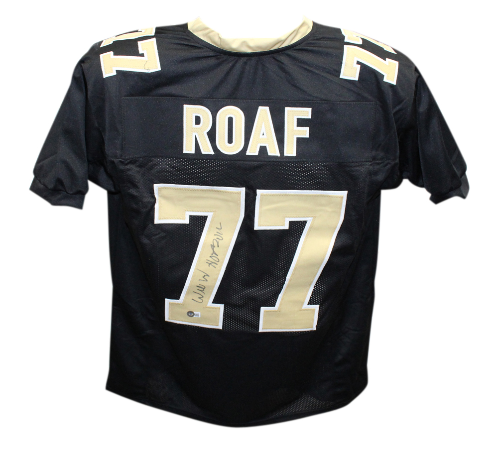Willie Roaf Autographed/Signed Pro Style Black HOF Jersey Beckett 