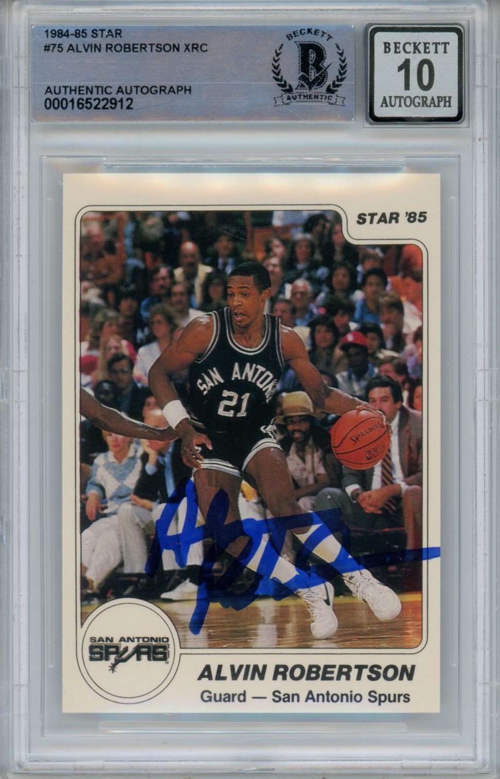Alvin Robertson Autographed 1984-85 Star 75 Trading Card Beckett 47157