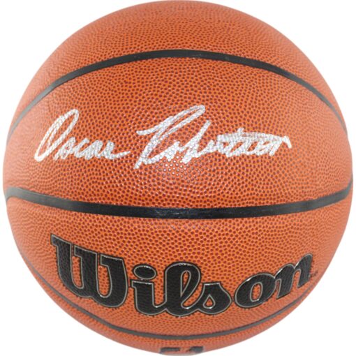 Oscar Robertson Autographed Milwaukee Bucks I/O Basketball Beckett Witness 49706