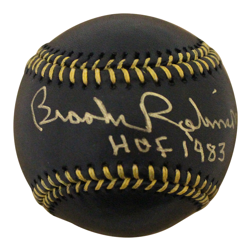 Brooks Robinson Autographed Baltimore Orioles OML Black Baseball HOF 25003