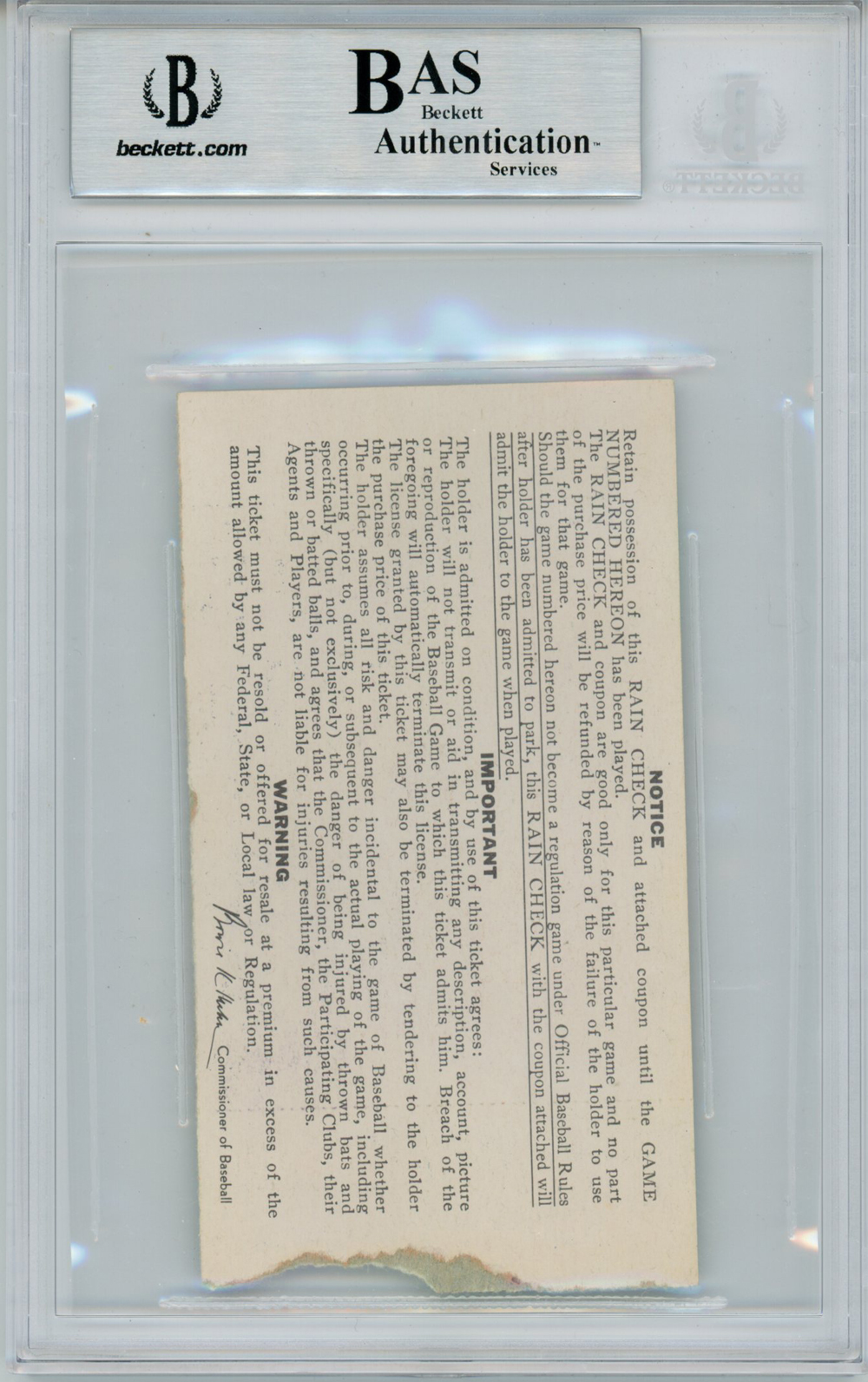 Brooks Robinson Autographed 1970 World Series Ticket Game 1 MVP BAS Slab