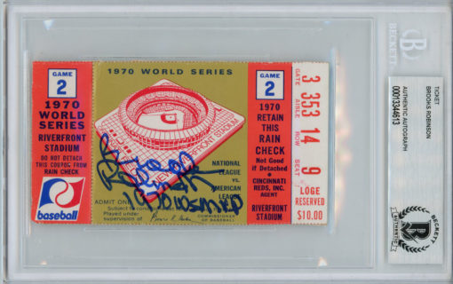 Brooks Robinson Autographed 1970 World Series Ticket Game 2 MVP BAS Slab