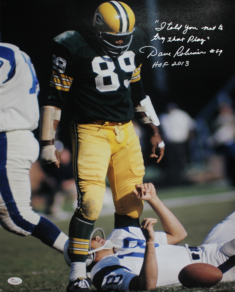 Dave Robinson Autographed/Signed Green Bay Packers 16x20 Photo JSA