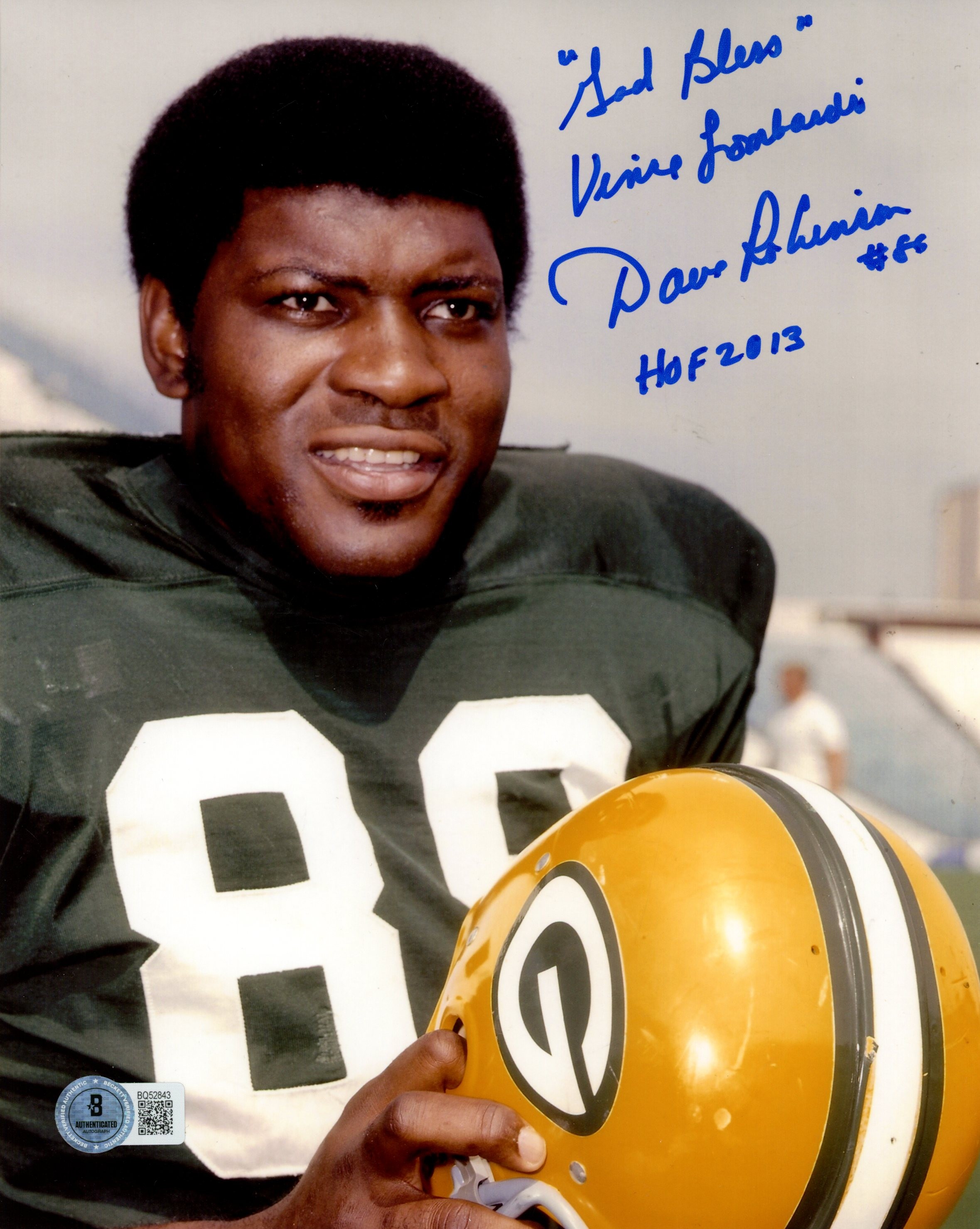 Dave Robinson Autographed Green Bay Packers 8x10 Photo 2 Insc Beckett 57364