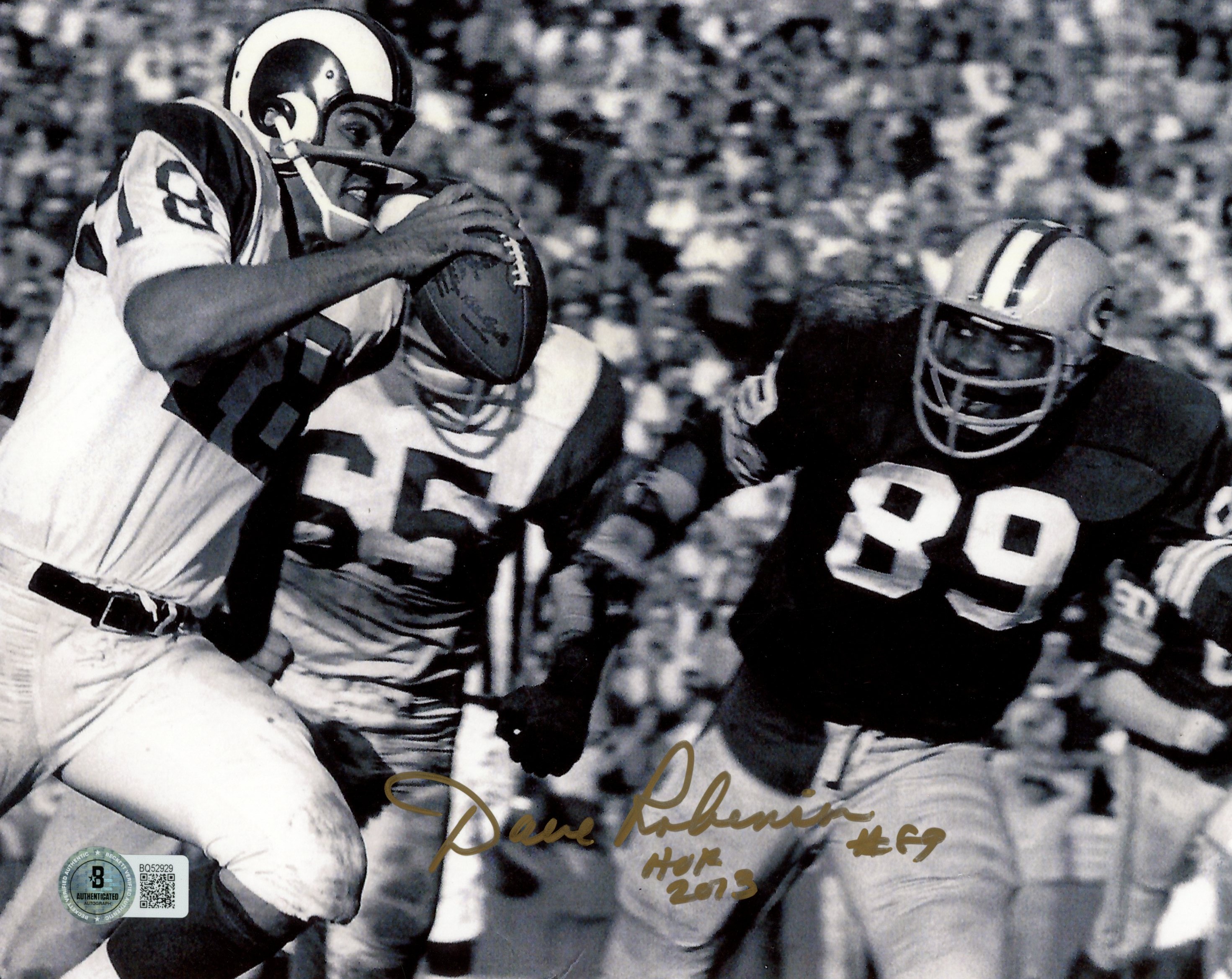 Dave Robinson Autographed/Signed Green Bay Packers 8x10 Photo HOF Beckett 57443