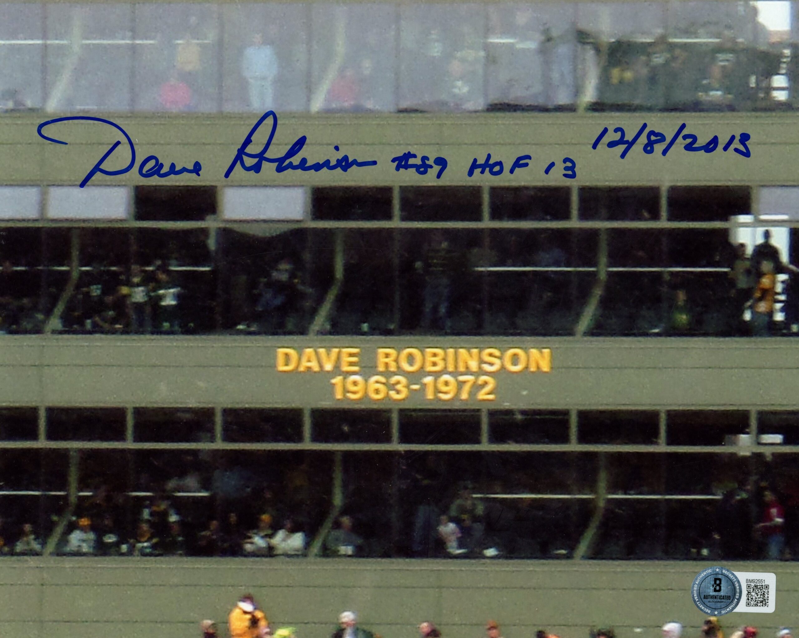 Dave Robinson Autographed/Signed Green Bay Packers 8x10 Photo Beckett 59465