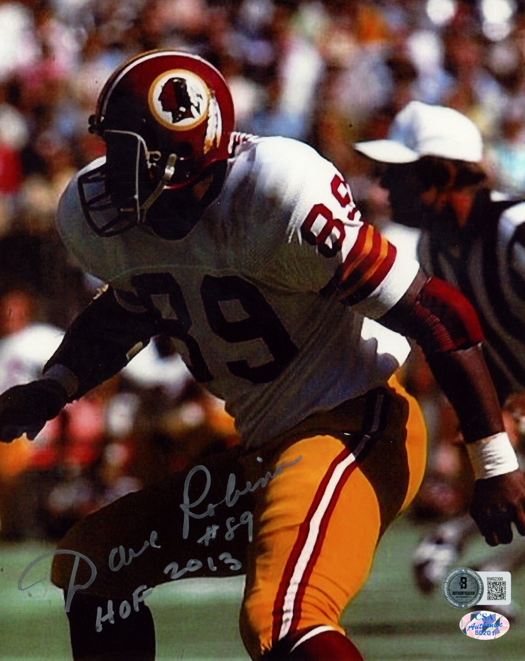 Dave Robinson Autographed/Signed Washington Redskins 8x10 Photo Beckett 59506 1 Dave Robinson Autographed/Signed Washington Redskins 8x10 Photo Beckett 59506
