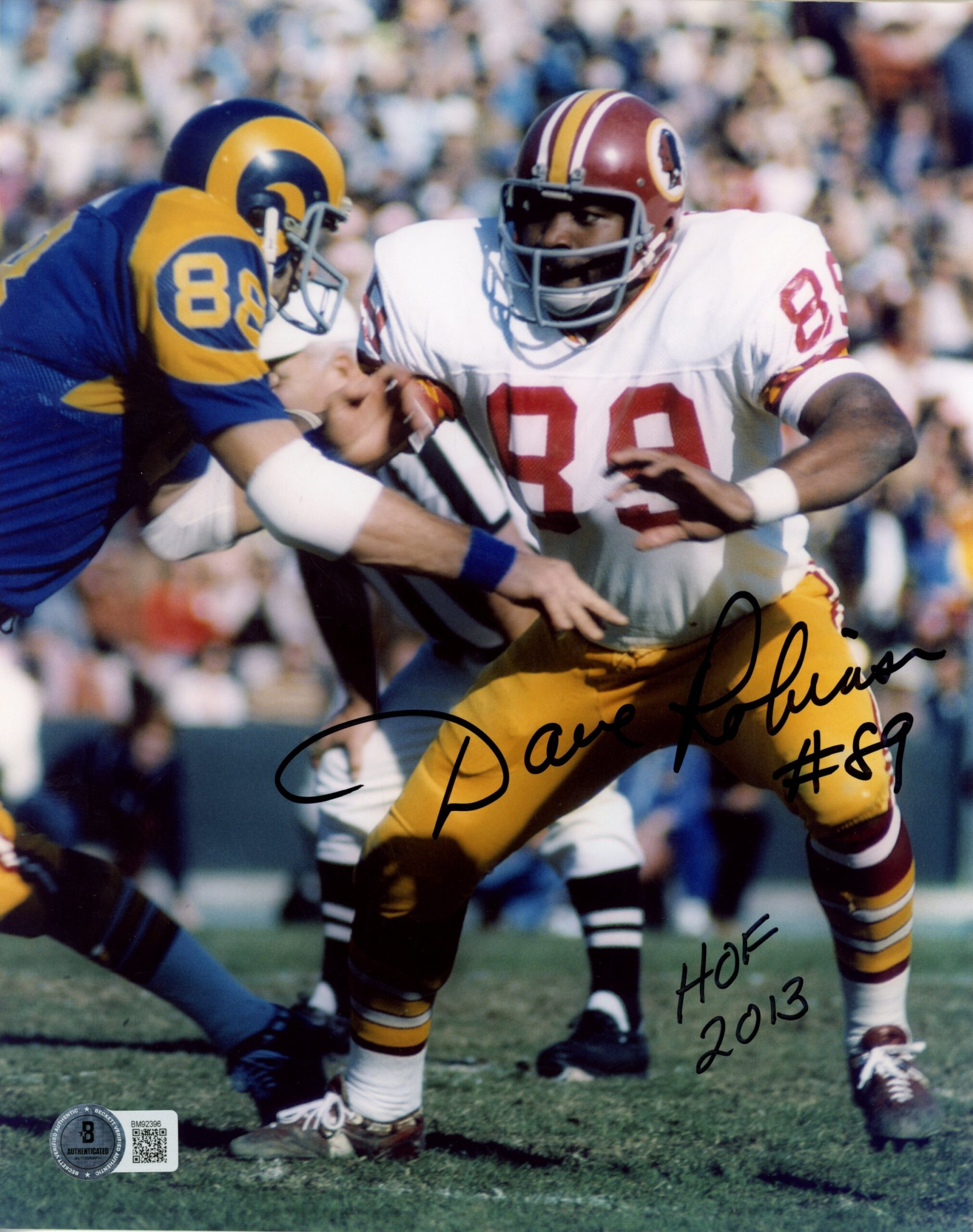 Dave Robinson Autographed/Signed Washington Redskins 8x10 Photo Beckett 59509