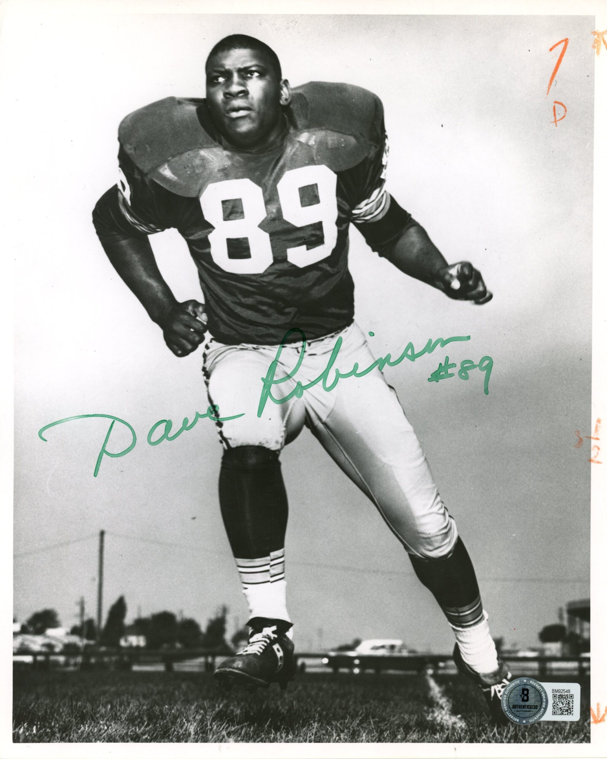 Dave Robinson Autographed/Signed Green Bay Packers 8x10 Photo Beckett 59468 1 Dave Robinson Autographed/Signed Green Bay Packers 8x10 Photo Beckett 59468