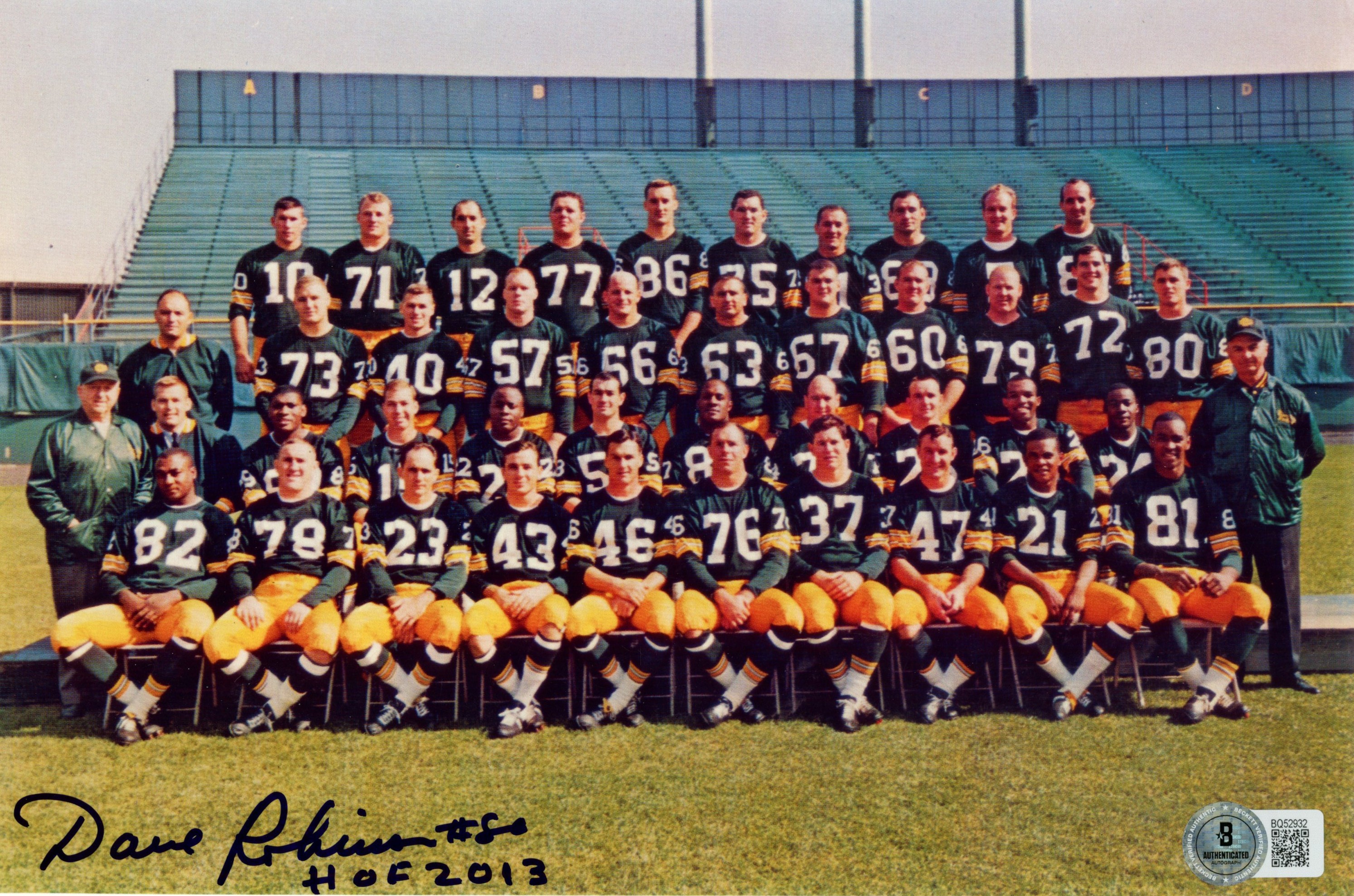 Dave Robinson Autographed/Signed Green Bay Packers 8x10 Photo HOF Beckett 57441