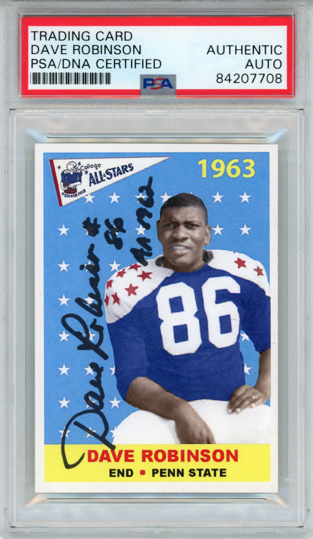 Dave Robinson Autographed College All Stars Trading Card #525 PSA Slab 32881