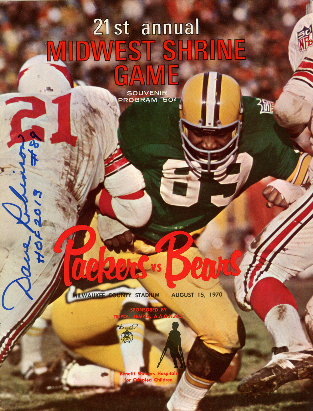 Dave Robinson Autographed 1970 Midwest Shrine Game Magazine Beckett