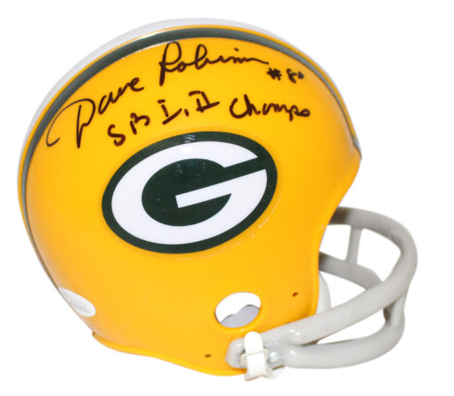Dave Robinson Signed Green Bay Packers Mini Helmet SB I & II Champs JSA 24392