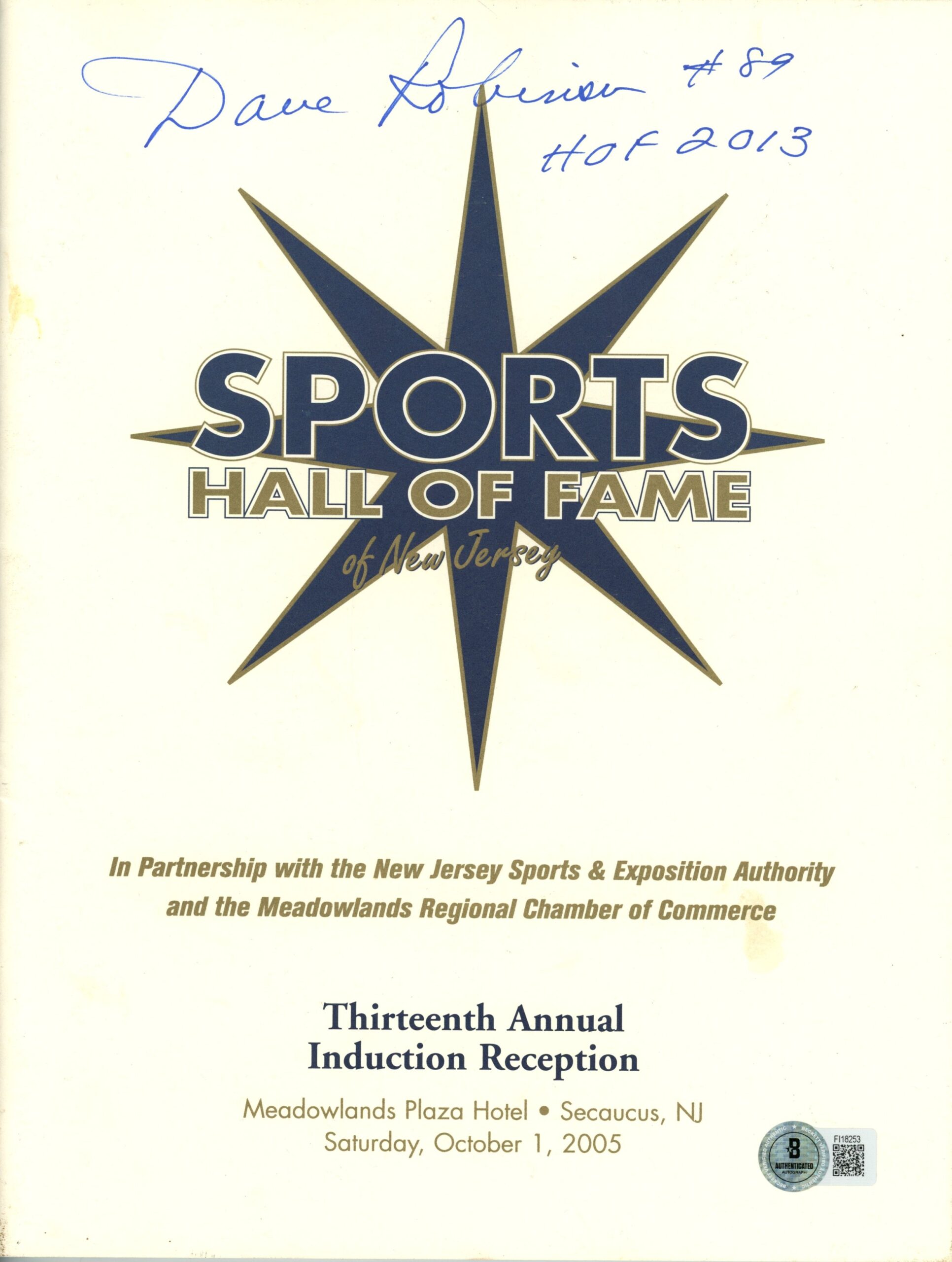 Dave Robinson Signed Green Bay Packers 2005 New Jersey HOF Program BAS 57207