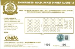Dave Robinson Signed Green Bay Packers 2013 Enshrinees Dinner Ticket BAS 57232