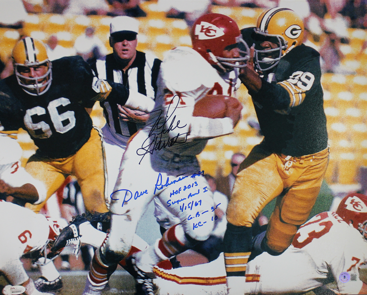 Dave Robinson & Mike Garrett Signed 16x20 Photo Super Bowl 1 Beckett BAS