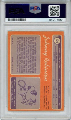 Johnny Robinson Autographed 1970 Topps #129 Trading Card PSA Slab